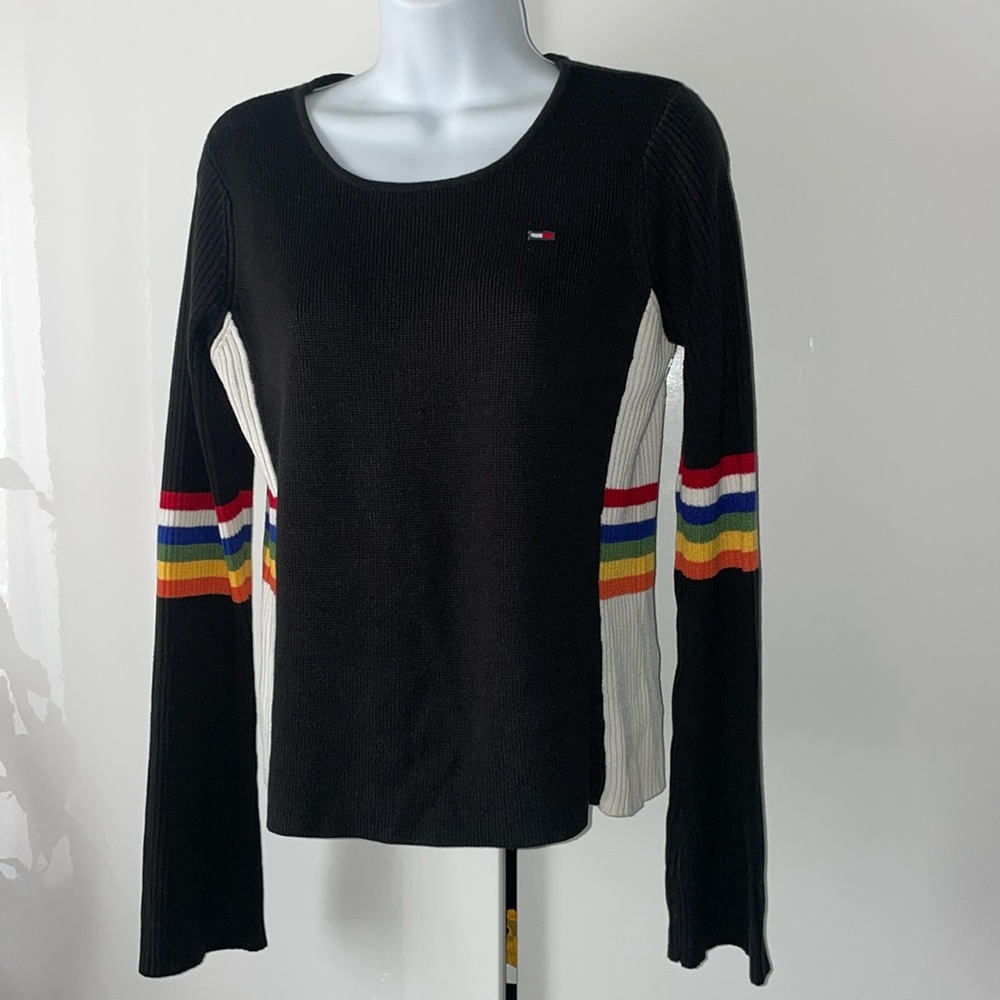 Vintage Y2K Tommy Hilfiger rainbow knit long sleeved sweater retro